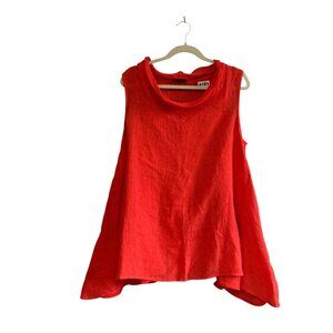 Linen Italy Tunic Women's Top Orange Sleeveless Asymmetrical Hem Size L